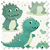 Roarsome, Green - Twist&Fit Roller Blind